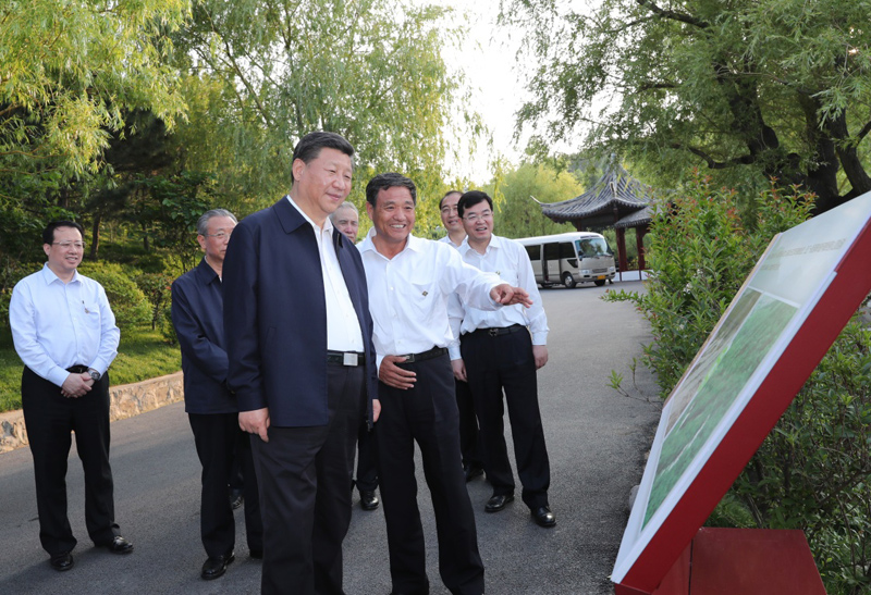 6月12日至14日，中共中央总书记、国家主席、中央军委主席习近平在山东考察。这是12日下午，习近平在威海考察华夏集团生态修复项目。